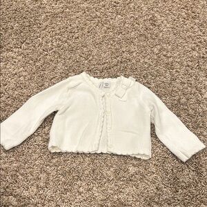 Kids White Cardigan Sweater